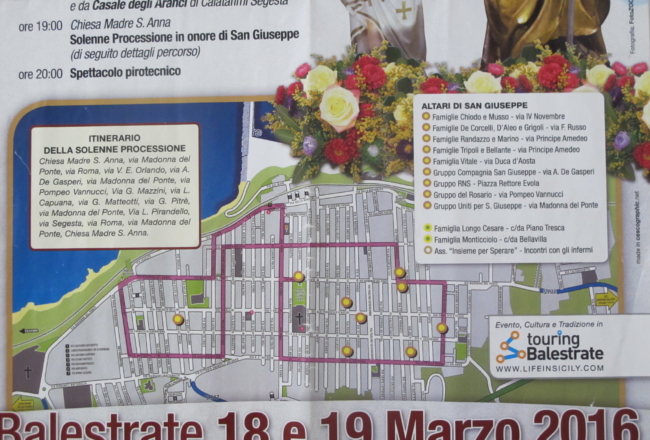 Mappa degli Altari di San Giuseppe a Balestrate Mappa degli Altari di San Giuseppe a Balestrate, tour ed indirizzi
